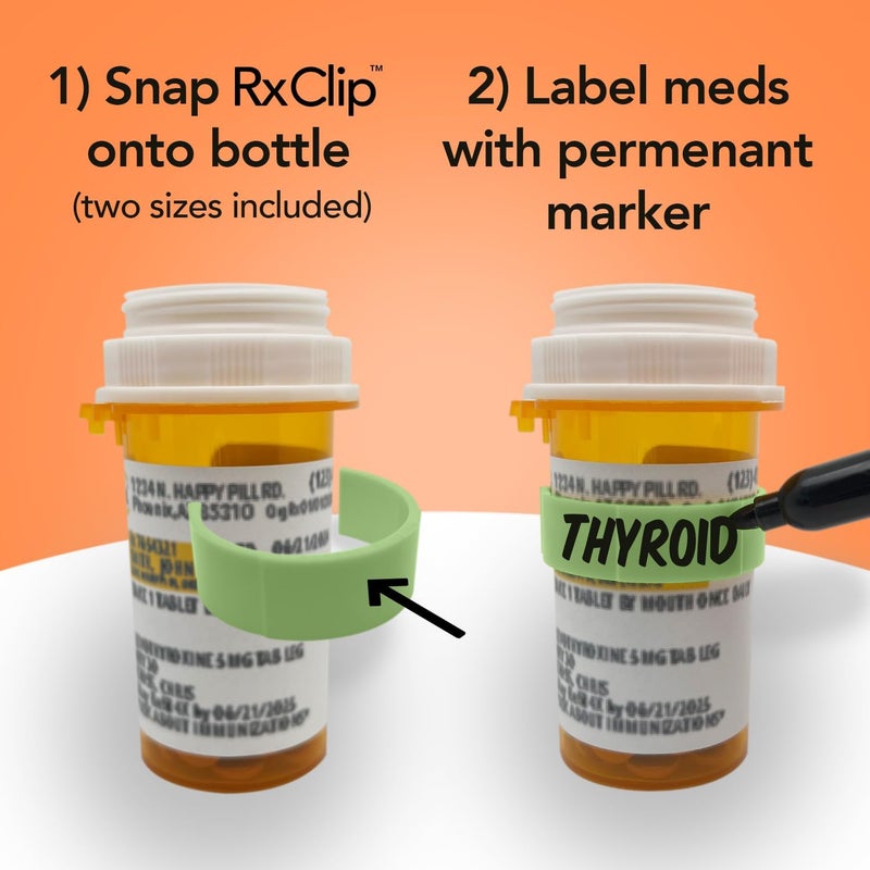 RxClip 20 Pack Medicine Bottle Label Clips for Easy Medication Identification - 20ct Multipack with Marker (Pistachio) - Image 3